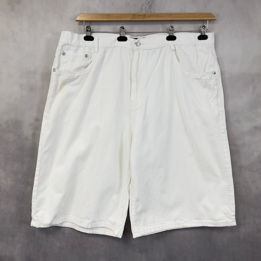 Y2K Akademiks Colours Denim Shorts Mens 52‎ White Baggy Hip Hop Streetwear Indie